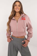 Cozy Women's Casual Sweatshirt with Hood and Pockets - pink / XL