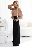 Chic High-Waist Wide-Leg Pants with Gold Buttons for Elegance