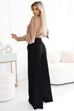 Chic High-Waist Wide-Leg Pants with Gold Buttons for Elegance