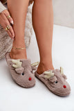 Cozy Reindeer Motif Fur Slippers for Winter Comfort