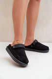 Cozy Eco-Suede Platform Slippers with Faux Fur Lining