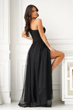 Elegant Sequined Dress with Mesh Slit for Special Occasions