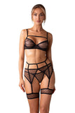 Elegant Polka Dot Mesh Lingerie Set with Garter Belt