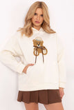 Charming Women's Hoodie with Teddy Bear Patches & Kangaroo Pocket