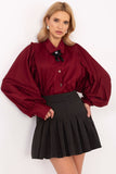 Elegant Women's Long Sleeve Shirt with Detachable Brooch