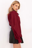 Elegant Women's Long Sleeve Shirt with Detachable Brooch