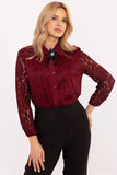 Elegant Women's Lace Shirt with Detachable Brooch