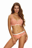 Peach Lace Fig Cut Shorts with Ecru Elastic Trim