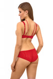 Elegant Red Bralette with Decorative Straps and Bow