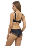 Elegant Black Flirtatious Bra with Lace and Tulle Detail