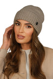 Elegant Dark Beige Women's Knit Hat for Autumn & Winter