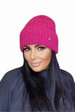 Elegant Raspberry Women's Winter Hat with Mohair Touch