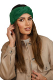 Elegant Winter Fluffy Women's Headband in Bottle Green