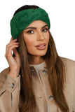 Elegant Winter Fluffy Women's Headband in Bottle Green