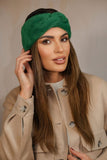 Elegant Winter Fluffy Women's Headband in Bottle Green