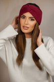 Elegant Fluffy Maroon Winter Headband for Women