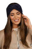 Elegant Navy Blue Fluffy Winter Headband for Women