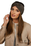 Elegant Brown Fluffy Winter Headband with Decorative Loop
