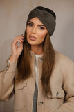 Elegant Brown Fluffy Winter Headband with Decorative Loop