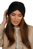 Elegant Black Fluffy Winter Headband with Decorative Loop
