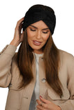 Elegant Black Fluffy Winter Headband with Decorative Loop