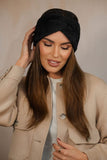 Elegant Black Fluffy Winter Headband with Decorative Loop