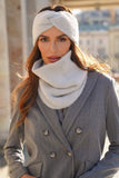Elegant Fluffy Gray Winter Damask Headband for Cozy Style