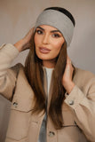 Chic Dark Beige Striped Headband for Sporty Elegance