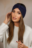 Elegant Navy Blue Women's Headband with Stylish Swirl Design