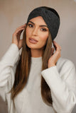Elegant Women's Graphite Headband with Decorative Bow