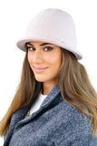 Elegant Checkered Winter Hat with Pink Accent & Logo