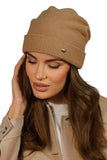Elegant Women's Sand Wool Hat with Turn-Up Cuff