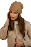 Elegant Women's Sand Wool Hat with Turn-Up Cuff
