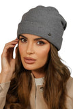 Elegant Women's Woolen Hat with Delicate Cuff - Dark Gray