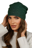 Elegant Green Women's Hat with Pearl and Zircon Embellishments