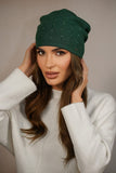 Elegant Green Women's Hat with Pearl and Zircon Embellishments