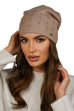 Elegant Dark Beige Women's Hat with Pearl Decoration