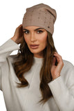 Elegant Dark Beige Women's Hat with Pearl Decoration