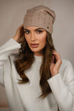 Elegant Dark Beige Women's Hat with Pearl Decoration