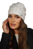 Elegant Ecru Women's Hat with Pearl Ornament and Zircons