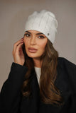 Elegant Ecru Women's Hat with Pearl Ornament and Zircons