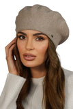 Elegant Woolen Winter Beret for Women in Dark Beige