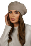 Elegant Woolen Winter Beret for Women in Dark Beige