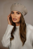 Elegant Woolen Winter Beret for Women in Dark Beige
