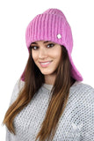 Fluffy Women's Earflap Hat with Stripes and Visor