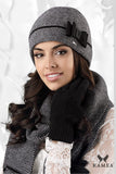 Elegant Women's Black Hat with Houndstooth & Bow Detail
