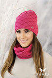 Elegant Raspberry Cotton Turtleneck & Cap Set for Comfort