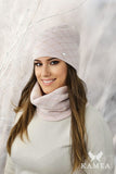 Stylish Pink Diamond Hat and Scarf Set for Cozy Elegance