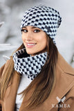 Cozy Ecru Winter Hat and Scarf Set with Eco-Leather Logo