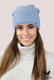 Chic Blue Viscose Hat with Geometric Design and Bow Detail